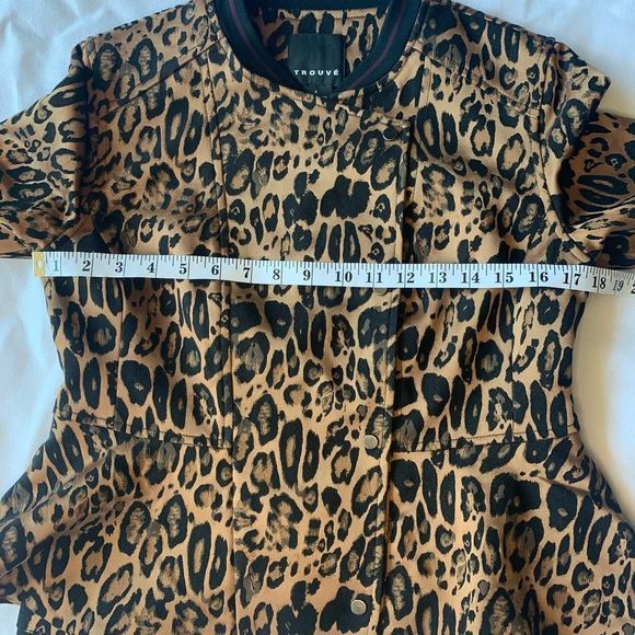 Trouve Leopard Print Peplum Jacket Small - Picture 5 of 7